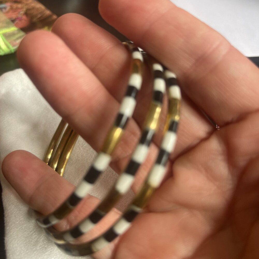 3 Black and White and Gold Bangles - Picture 2 of 2
